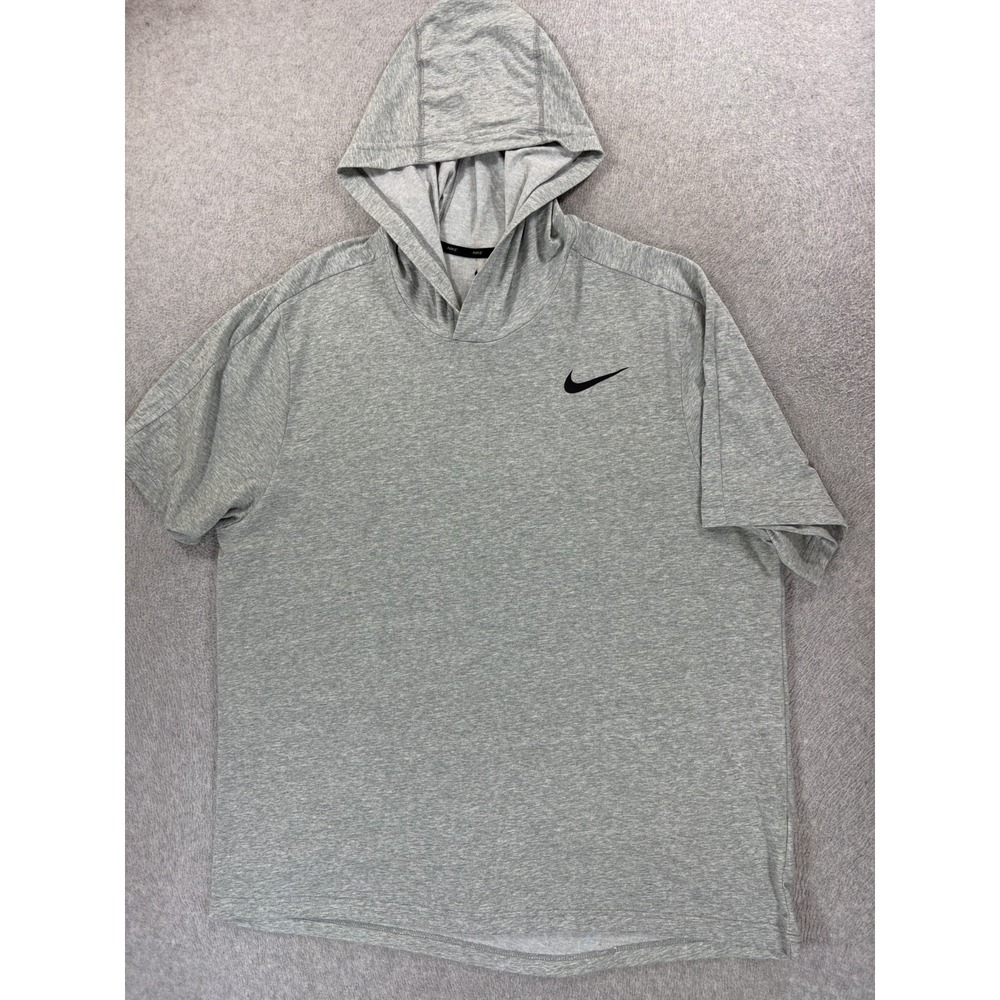 Nike Dri Fit Short Sleeve Hoodie Pullover Shirt (Men's XL) Gray